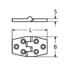 Saválló szimmetrikus ajtózsanér 76x38x4 A4 A 8231 
